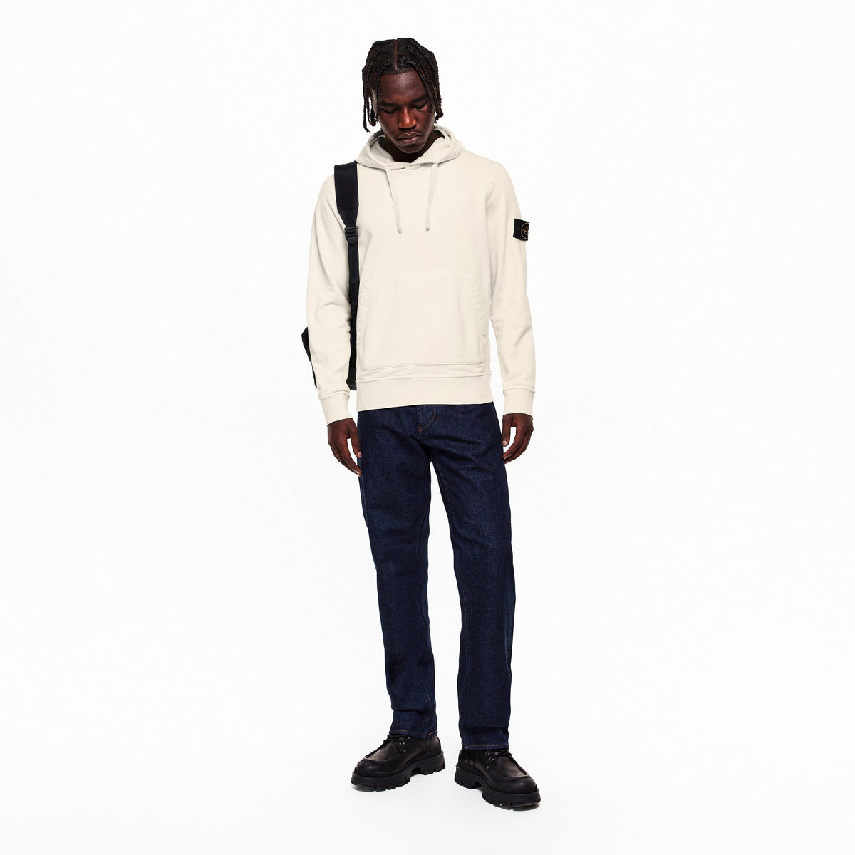 Ivory V0093 - Stone Island - Men's Overhead Hoodie - 6