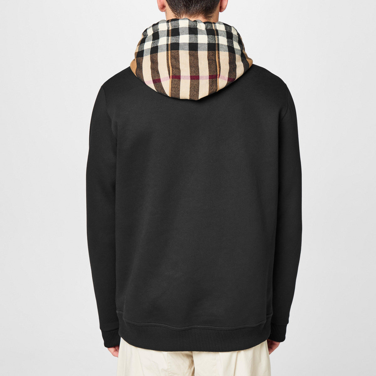 Black A1189 - Burberry - Men's Check Cotton Hoodie - 4