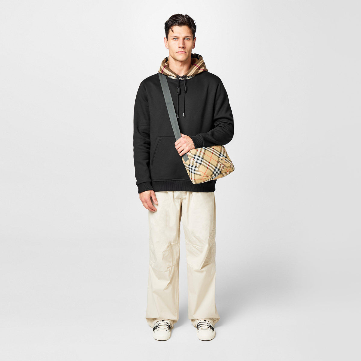 Black A1189 - Burberry - Men's Check Cotton Hoodie - 5
