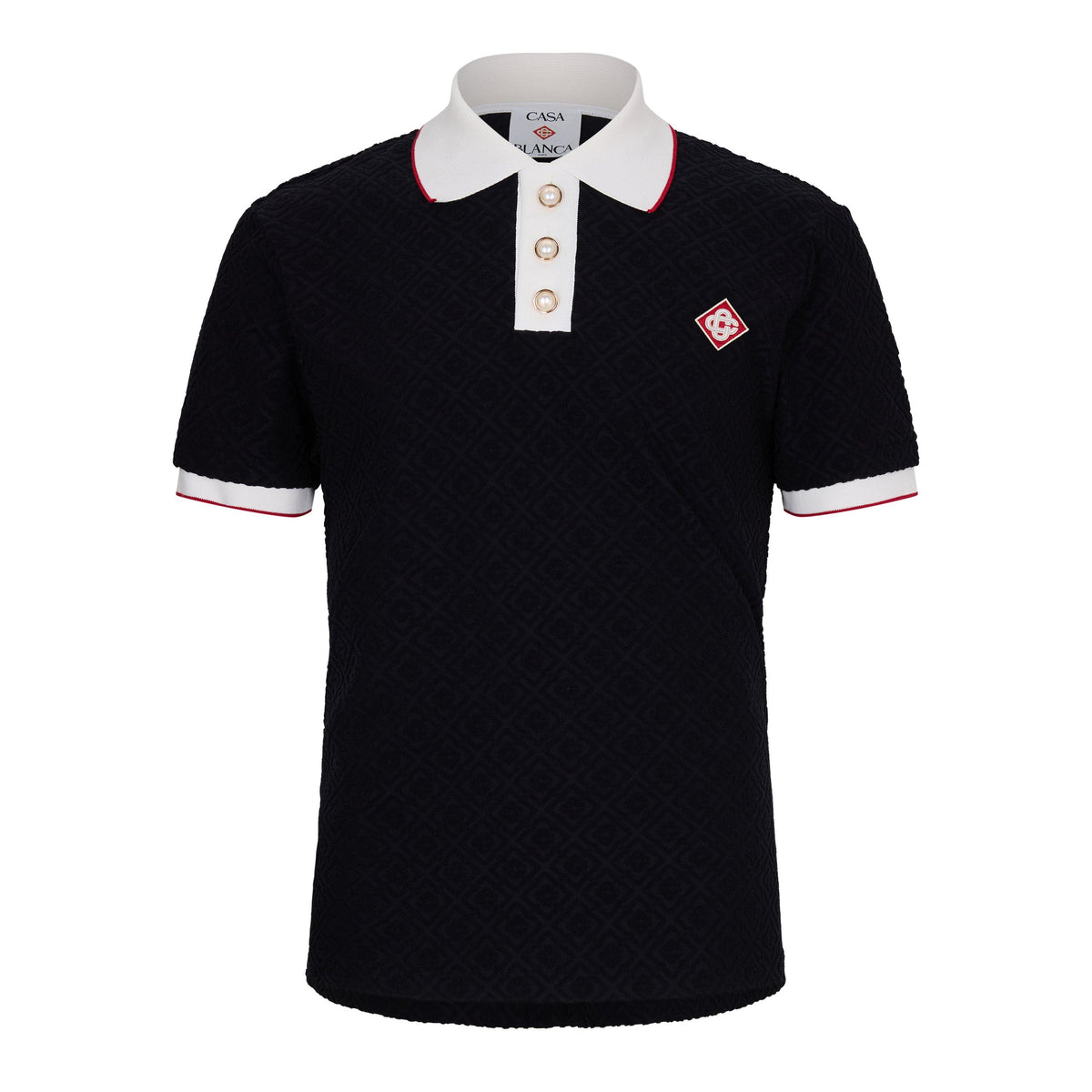 Black - Casablanca - Mens Knit Monogram Polo Shirt - 1