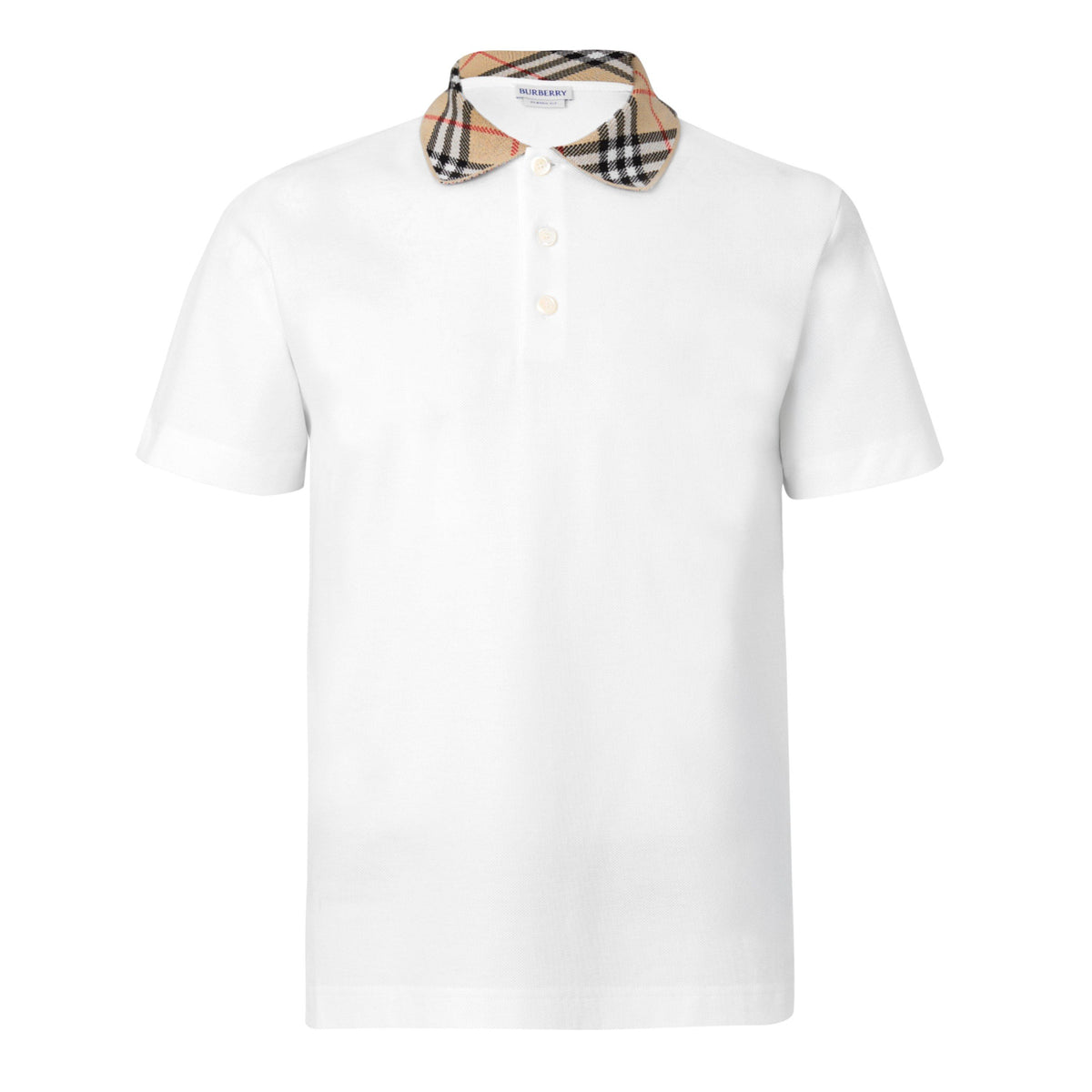 White - Burberry - Mens Cody Check Polo Shirt - 1