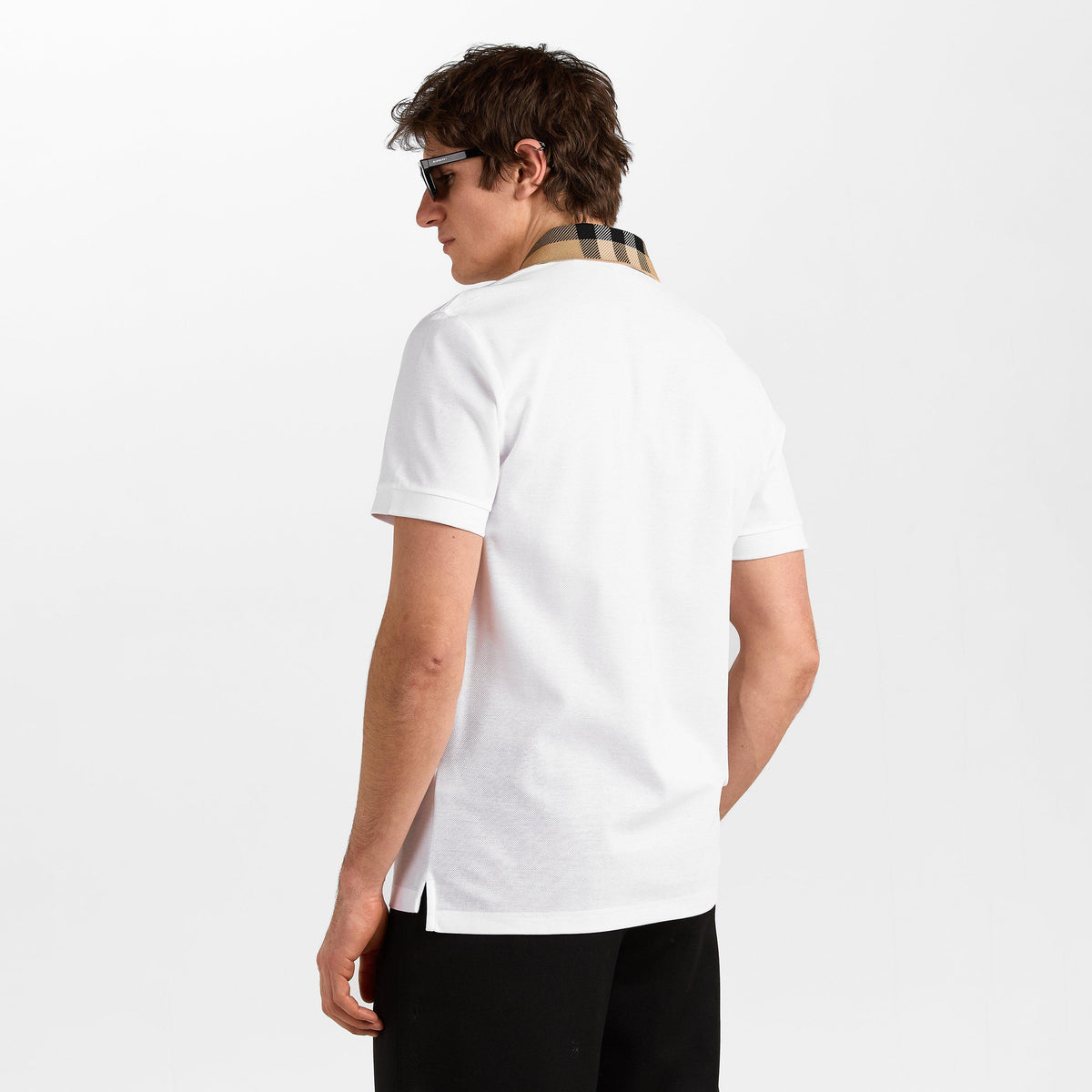 White - Burberry - Mens Cody Check Polo Shirt - 4