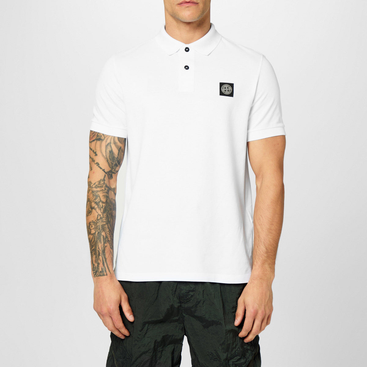 Bianco V1001 - Stone Island - Men's Cotton Compass Logo Polo Shirt - 3