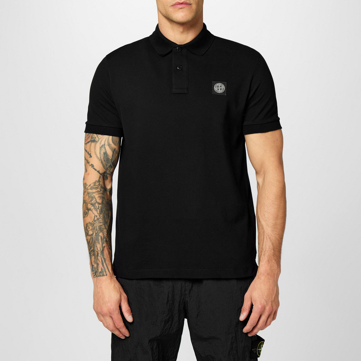 Nero V0029 - Stone Island - Men's Cotton Compass Logo Polo Shirt - 3