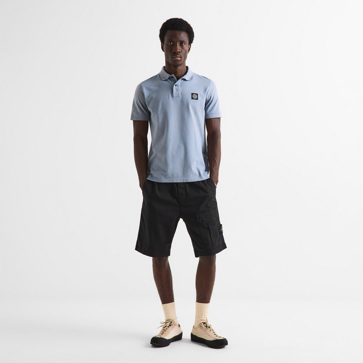 Ash Grey V0049 - Stone Island - Men's Cotton Compass Logo Polo Shirt - 6