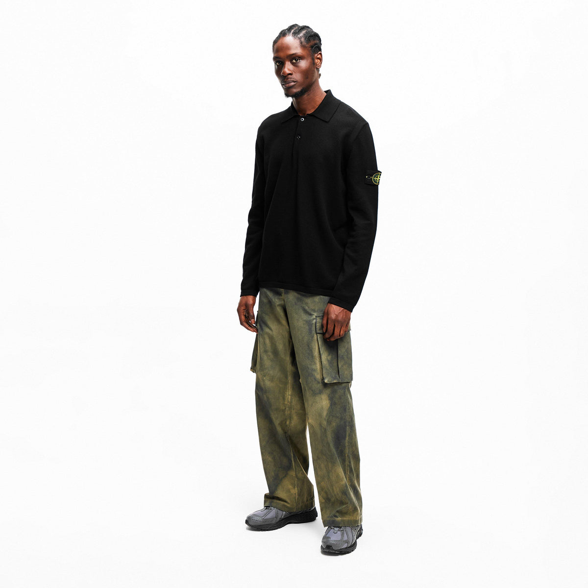 Black V0029 - Stone Island - Mens Knit Polo Shirt - 6