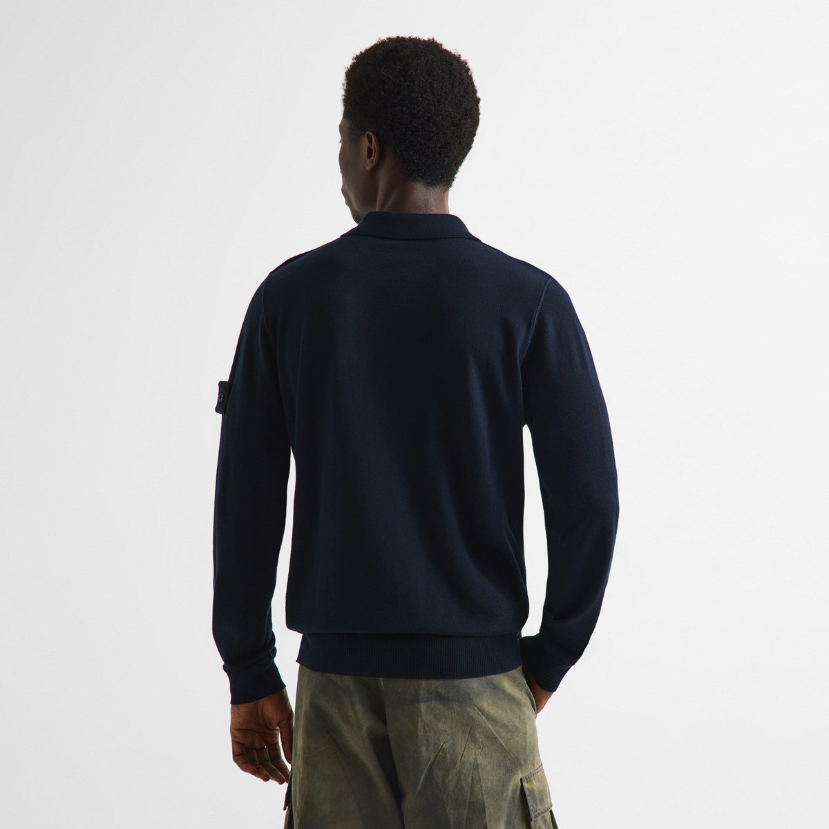 Navy V0020 - Stone Island - SI GHOST KNIT LS POLO - 4