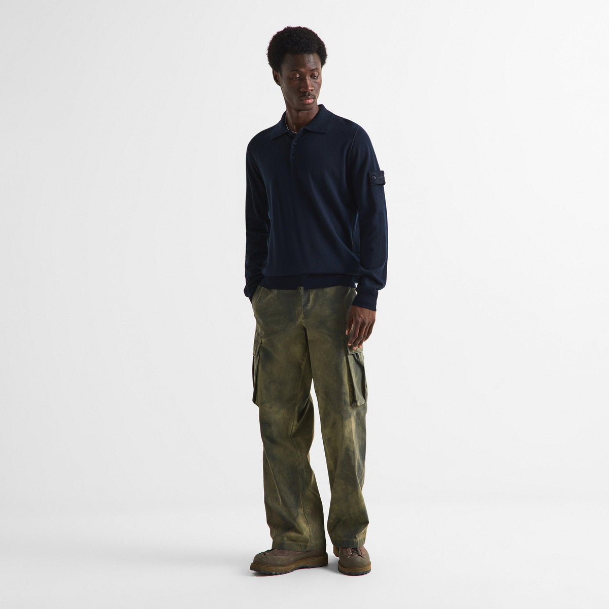 Navy V0020 - Stone Island - SI GHOST KNIT LS POLO - 5