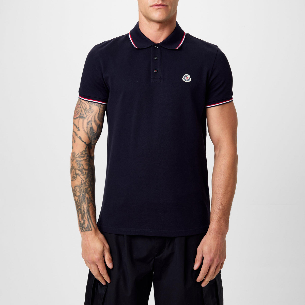 Blue 77X - Moncler - Men's Logo Cotton Maglia Polo Shirt - 1