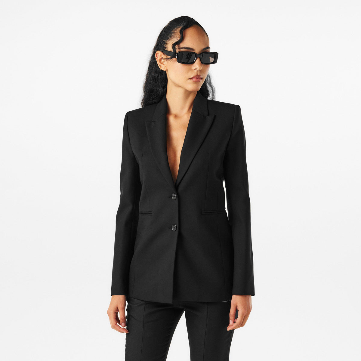 Black/White - Off White - Women's Structured Suit Jacket - 3