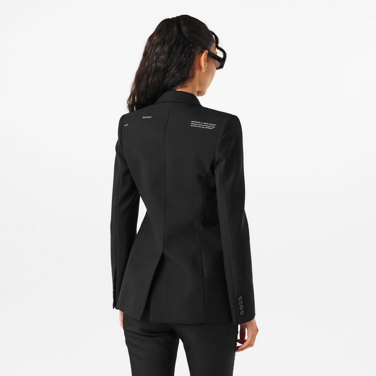 Black/White - Off White - Women's Structured Suit Jacket - 4