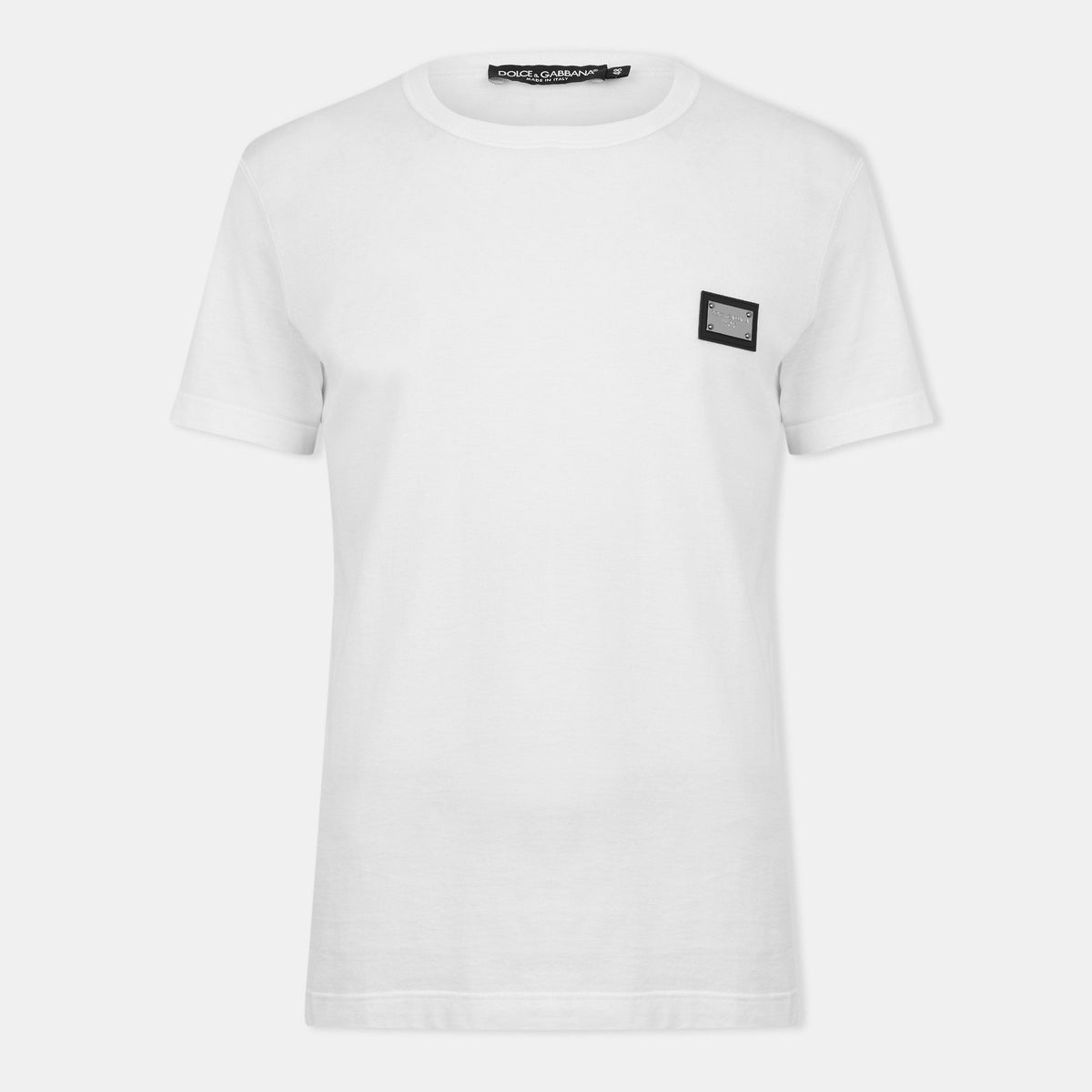 White - Dolce and Gabbana - Men's Cotton Plate T-Shirt - 1