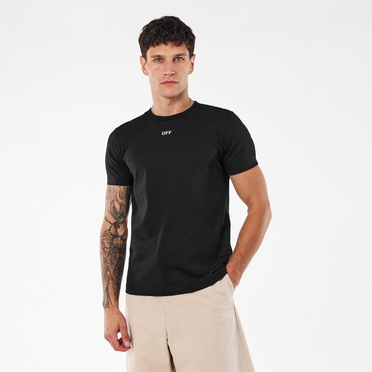 Black-White - Off White - Men's - Crew Neck T-Shirt - 3