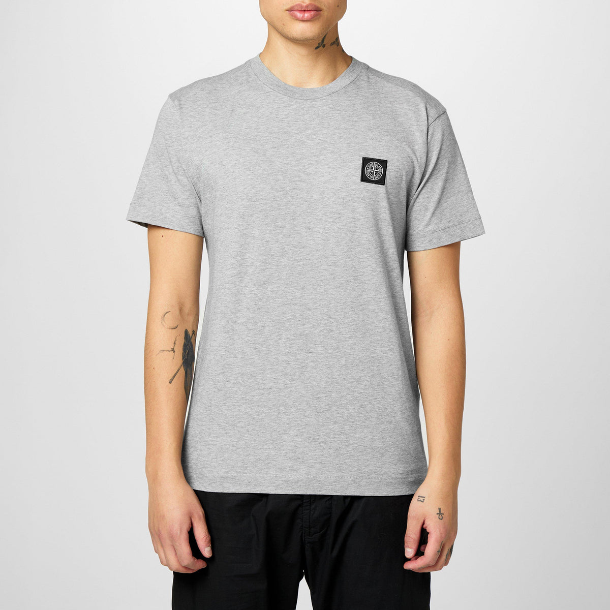 Grey Mrl V0M64 - Stone Island - Men's Cotton Compass Logo Patch T-Shirt - 3