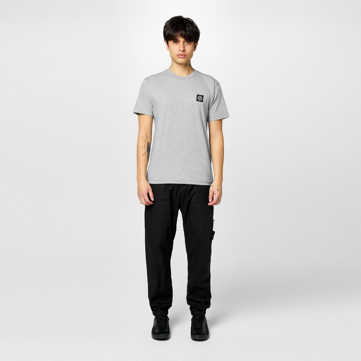 Grey Mrl V0M64 - Stone Island - Men's Cotton Compass Logo Patch T-Shirt - 5