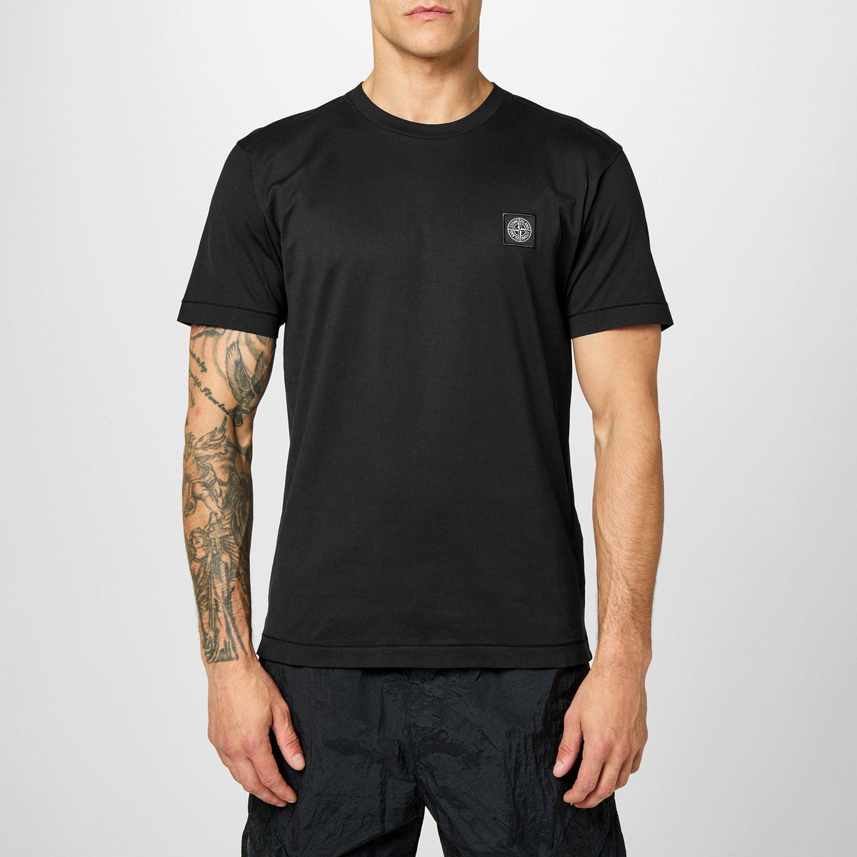 Nero V0029 - Stone Island - Men's Cotton Compass Logo Patch T-Shirt - 3