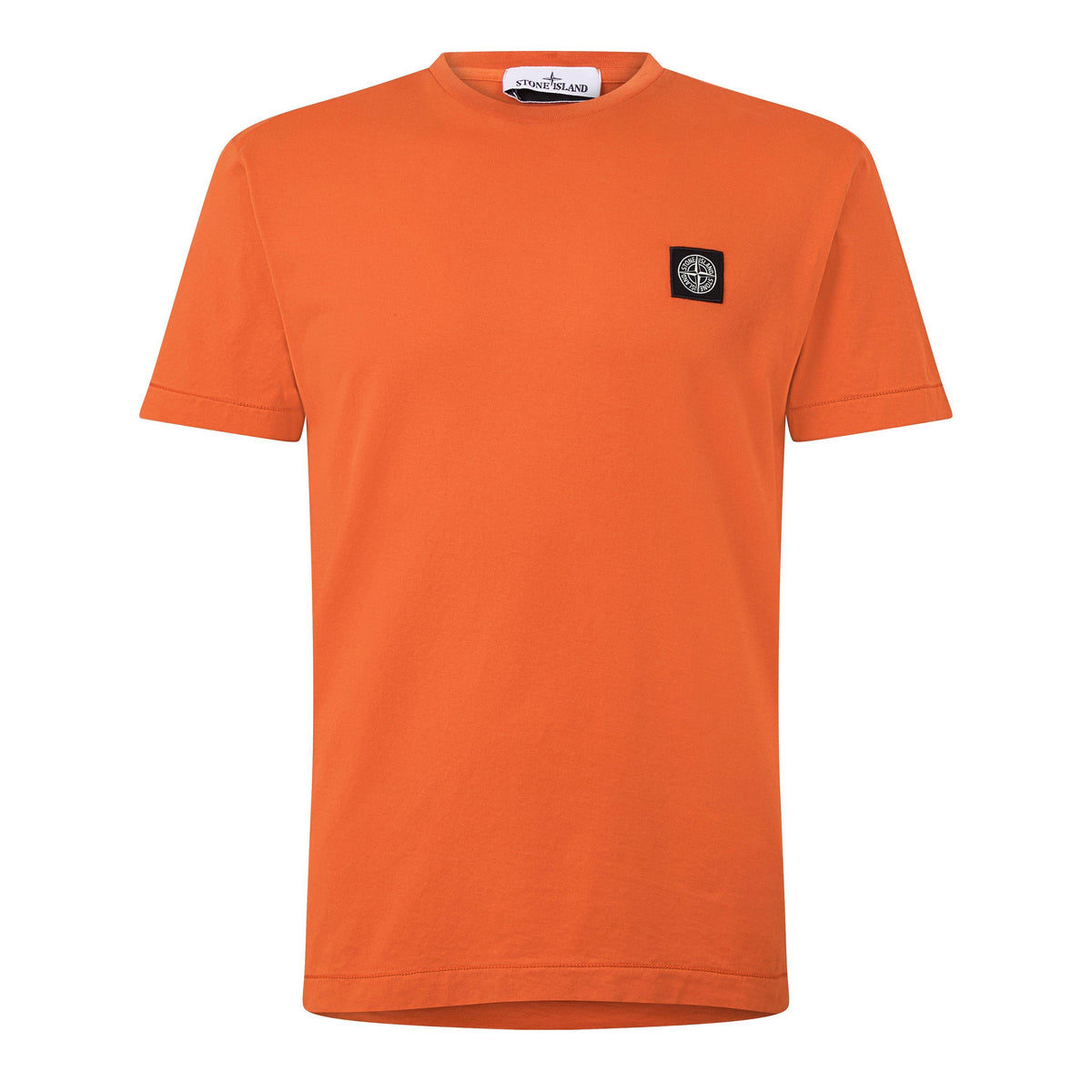 B Orange V003B - Stone Island - Men's Cotton Compass Logo Patch T-Shirt - 1