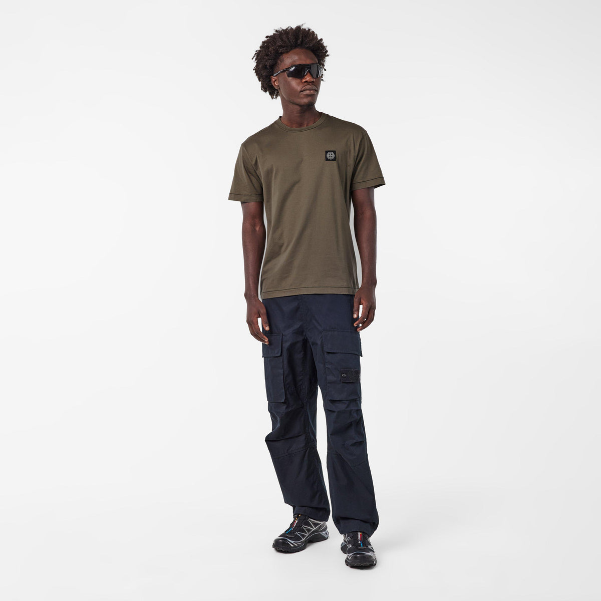 Verde Mil V0054 - Stone Island - Men's Cotton Compass Logo Patch T-Shirt - 6