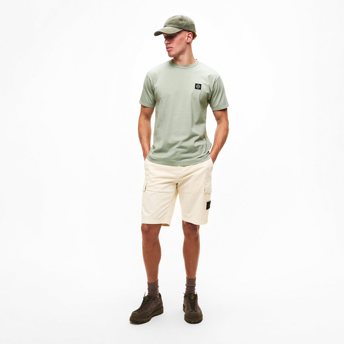 Sage V0055 - Stone Island - Men's Cotton Compass Logo Patch T-Shirt - 6