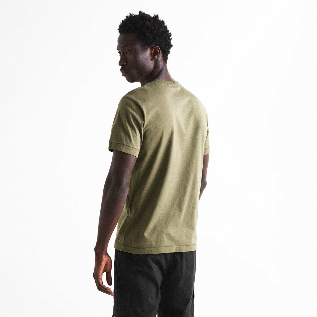 Mil Green V005G - Stone Island - Men's Cotton Compass Logo Patch T-Shirt - 4