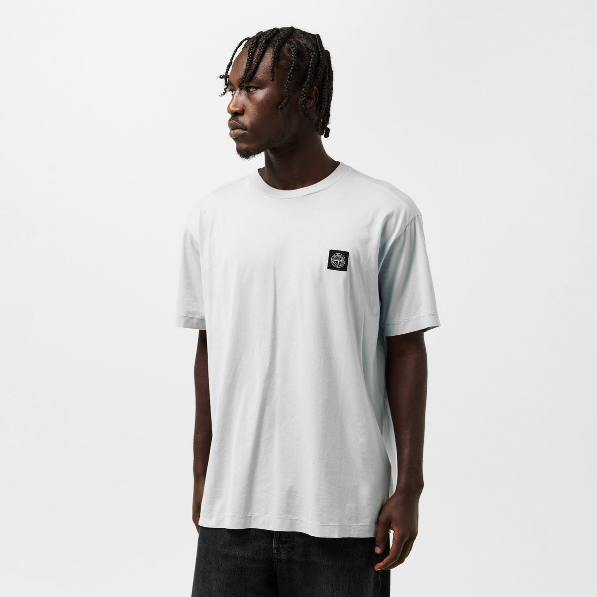Sky Blue V0041 - Stone Island - Men's Cotton Compass Logo Patch T-Shirt - 3