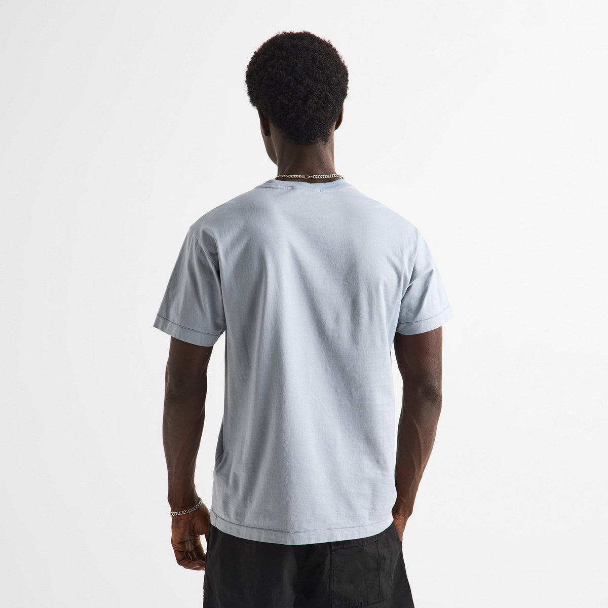 Ash Grey V0049 - Stone Island - Men's Cotton Compass Logo Patch T-Shirt - 4
