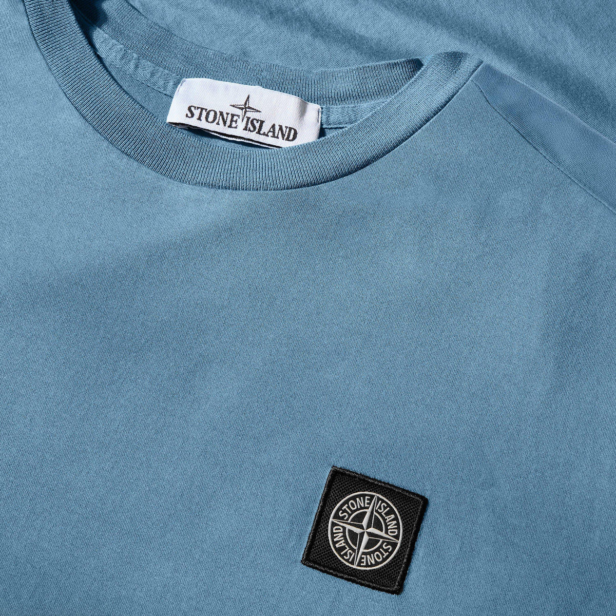 Blue Acc V002B - Stone Island - Men's Cotton Compass Logo Patch T-Shirt - 3