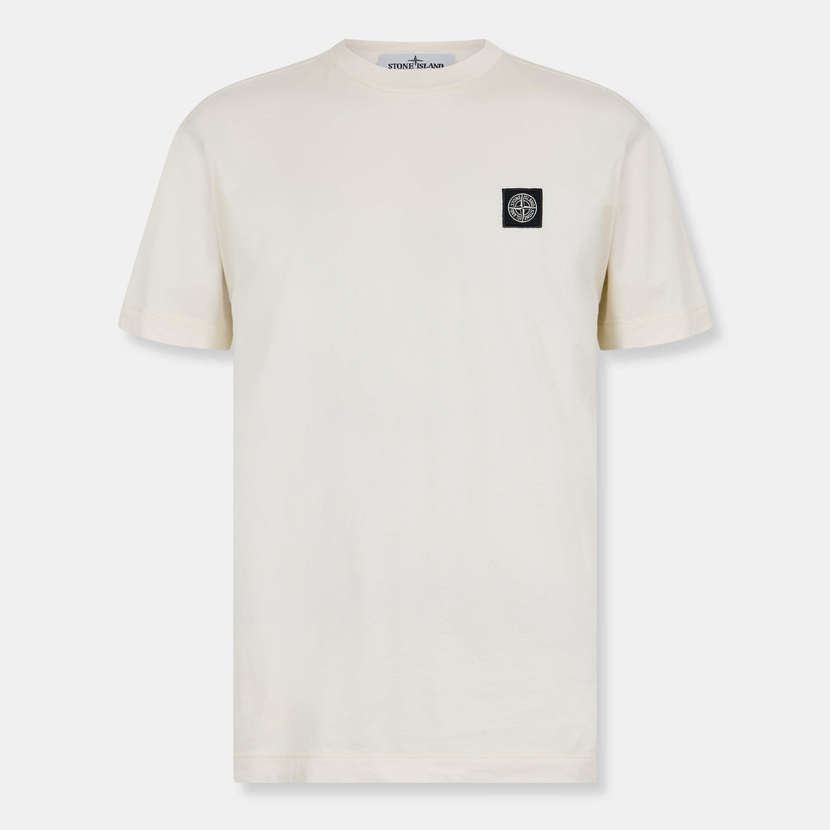 Ivory V0093 - Stone Island - Men's Cotton Compass Logo Patch T-Shirt - 1