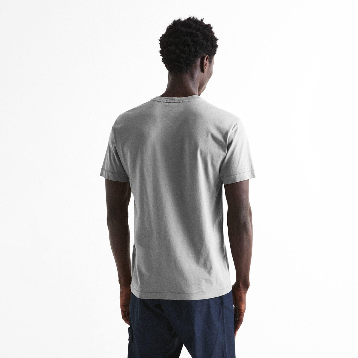 Grey V0060 - Stone Island - Men's Cotton Compass Logo Patch T-Shirt - 4