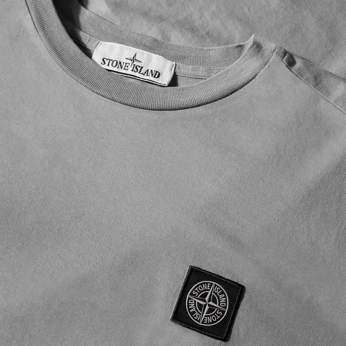 Grey V0060 - Stone Island - Men's Cotton Compass Logo Patch T-Shirt - 5