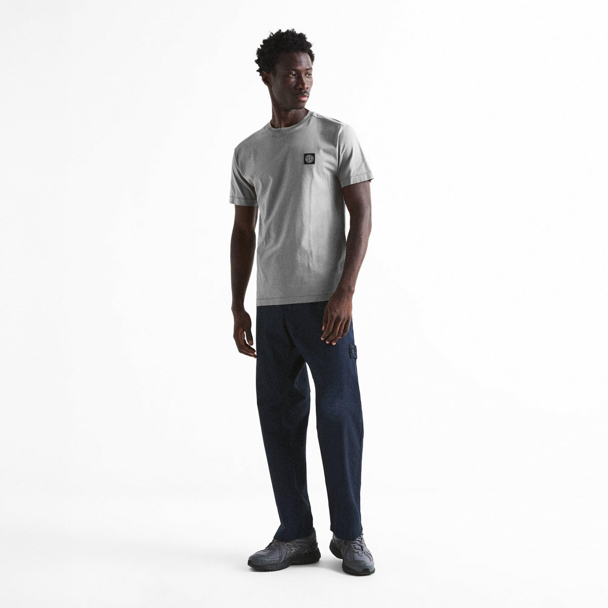 Grey V0060 - Stone Island - Men's Cotton Compass Logo Patch T-Shirt - 6
