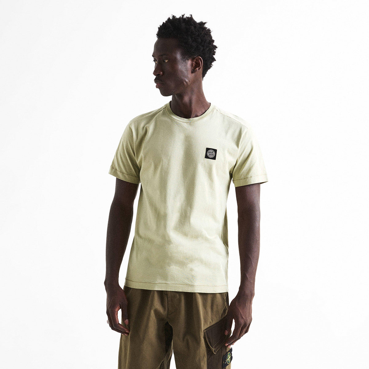 Sand V0095 - Stone Island - Men's Cotton Compass Logo Patch T-Shirt - 3