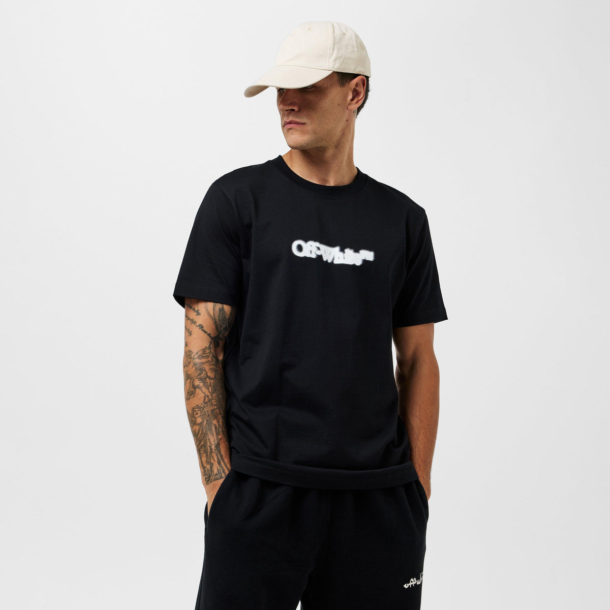 Black-White - Off White - Men's Spray Arrow T-Shirt - 3