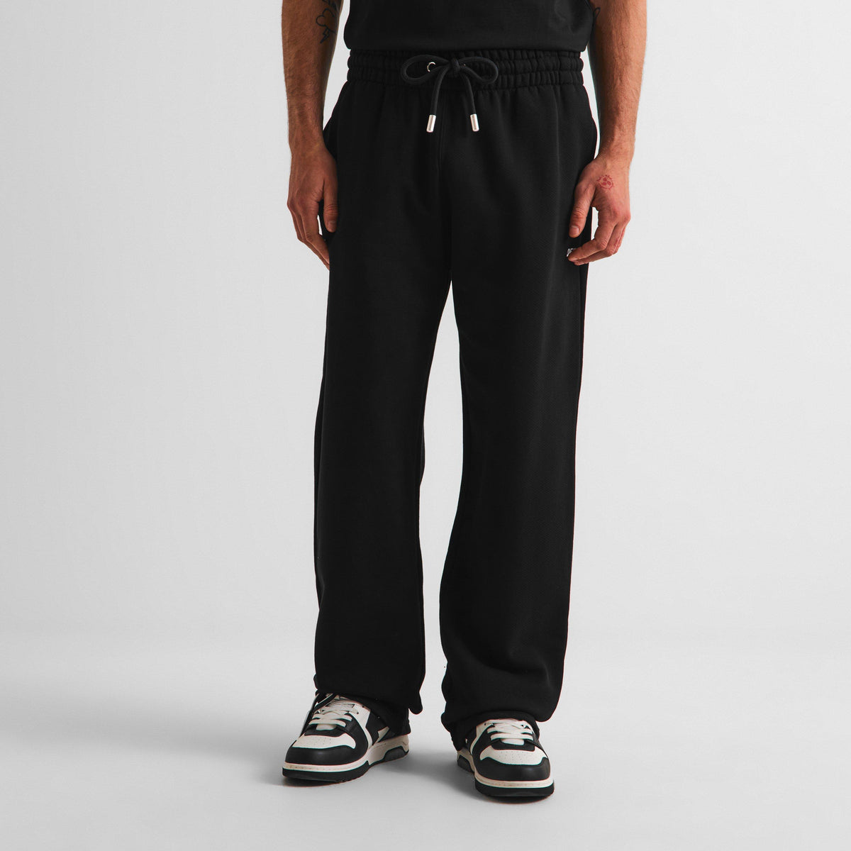 Black - Off White - Men's Slim Fit Jogging Bottoms - 3