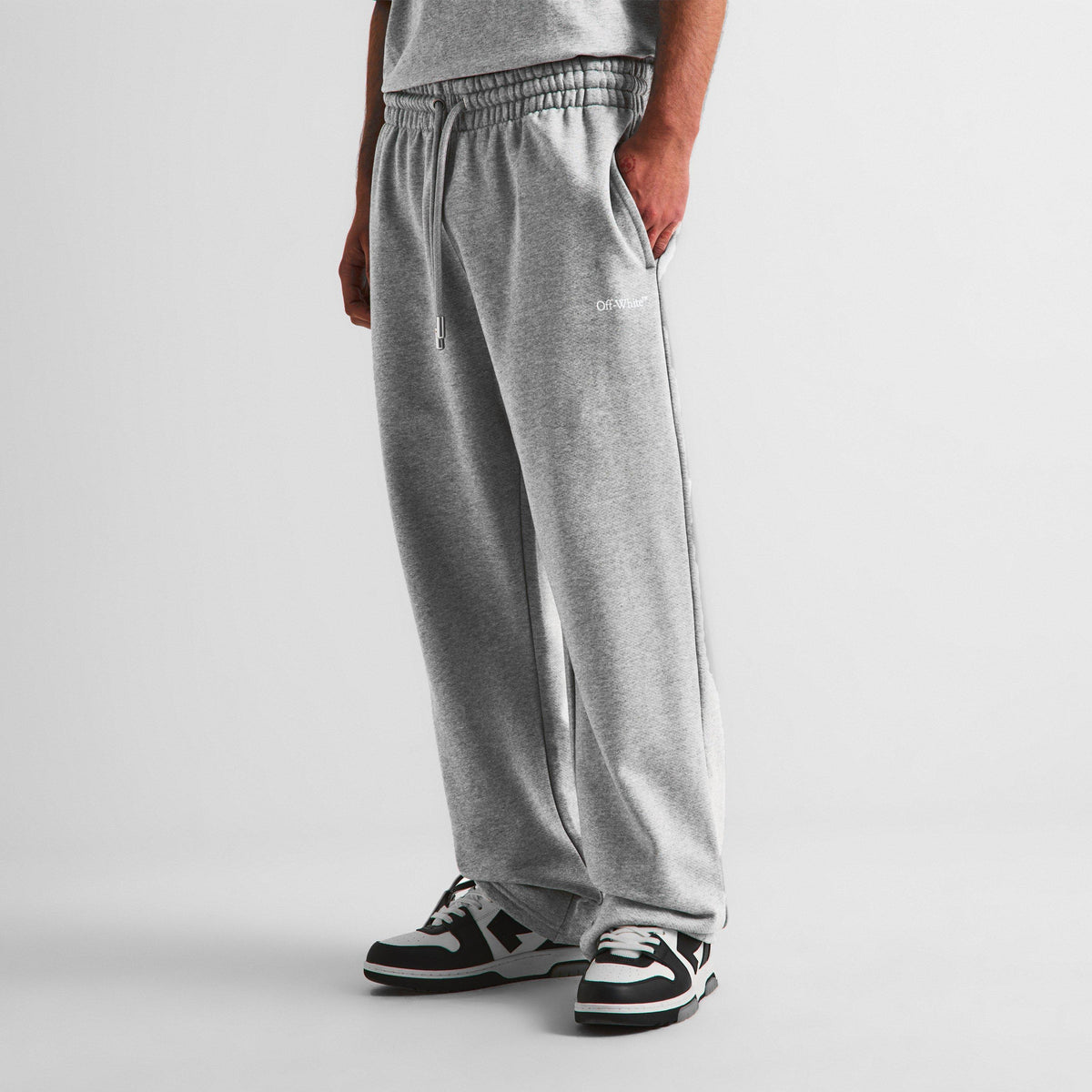 Light Grey - Off White - Men's Slim Fit Jogging Bottoms - 3