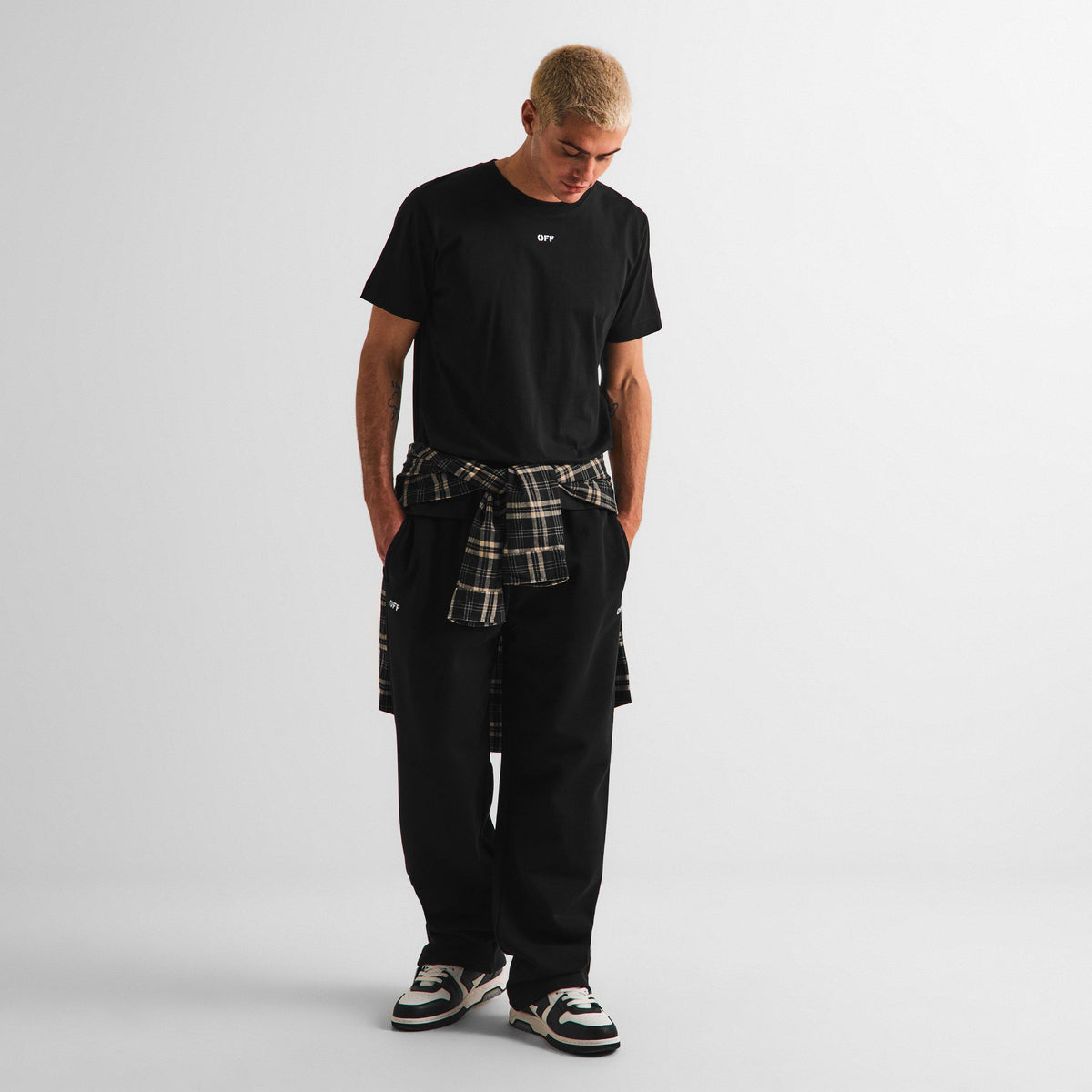 Black - Off White - Men's Slim Fit T-Shirt - 6