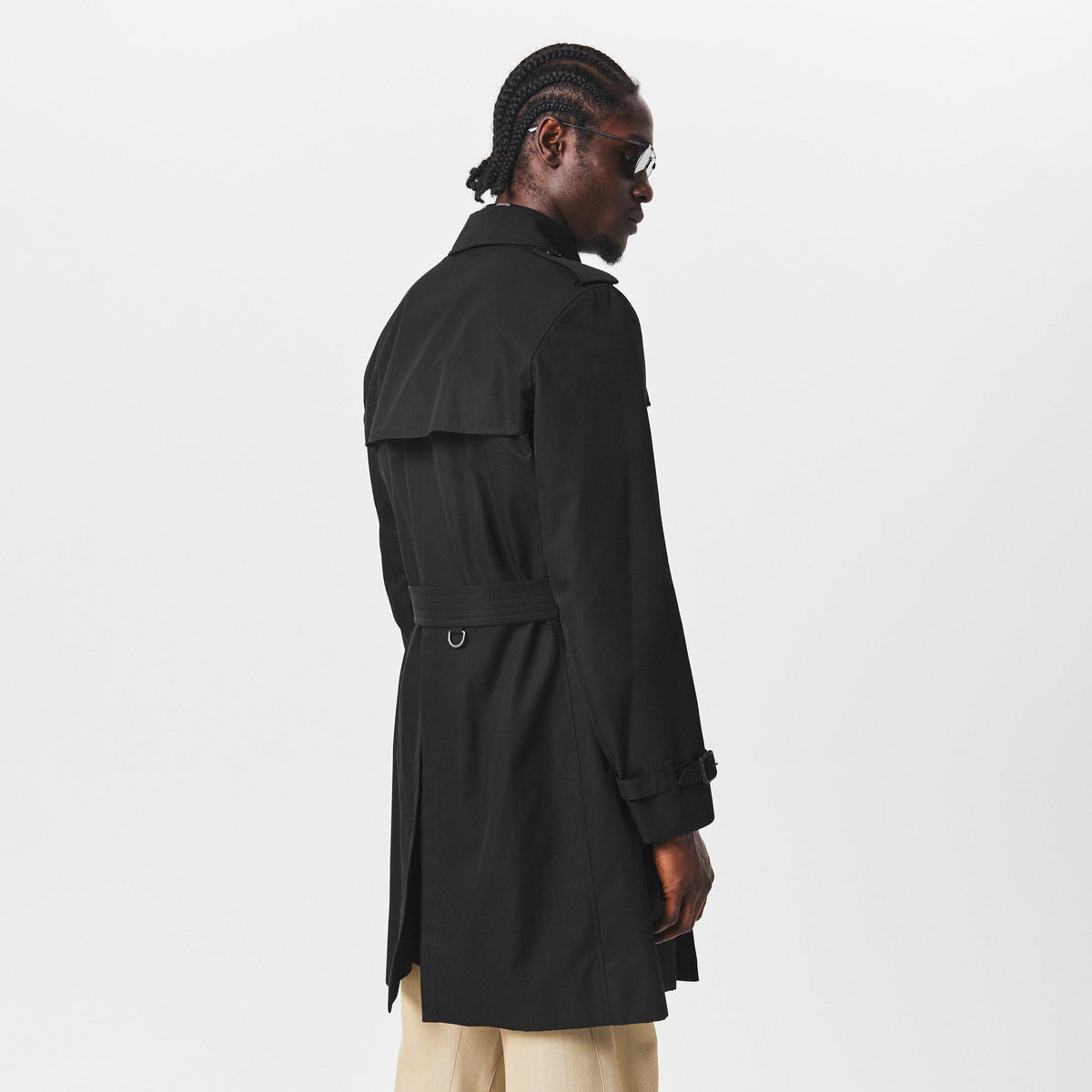 Black A1189 - Burberry - Men's Kensington Cotton Water Resistant Long Sleeve Trench Coat - 3