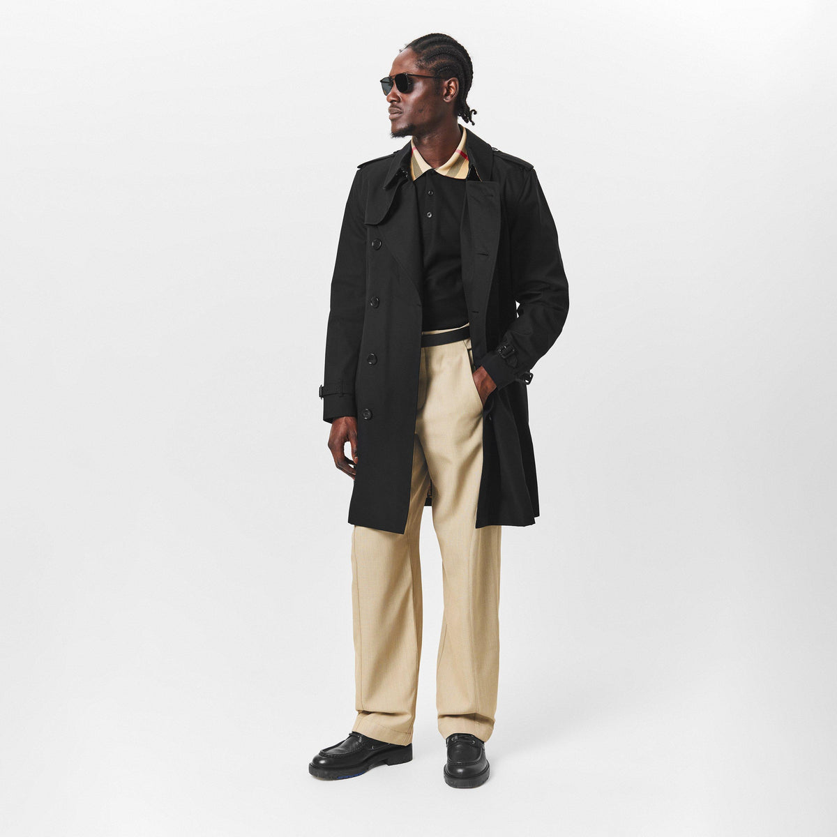 Black A1189 - Burberry - Men's Kensington Cotton Water Resistant Long Sleeve Trench Coat - 5