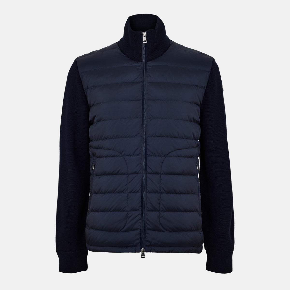 Navy 777 - Moncler - Men's  Wool Long Sleeve Full Zip Hybrid Jacket - 1