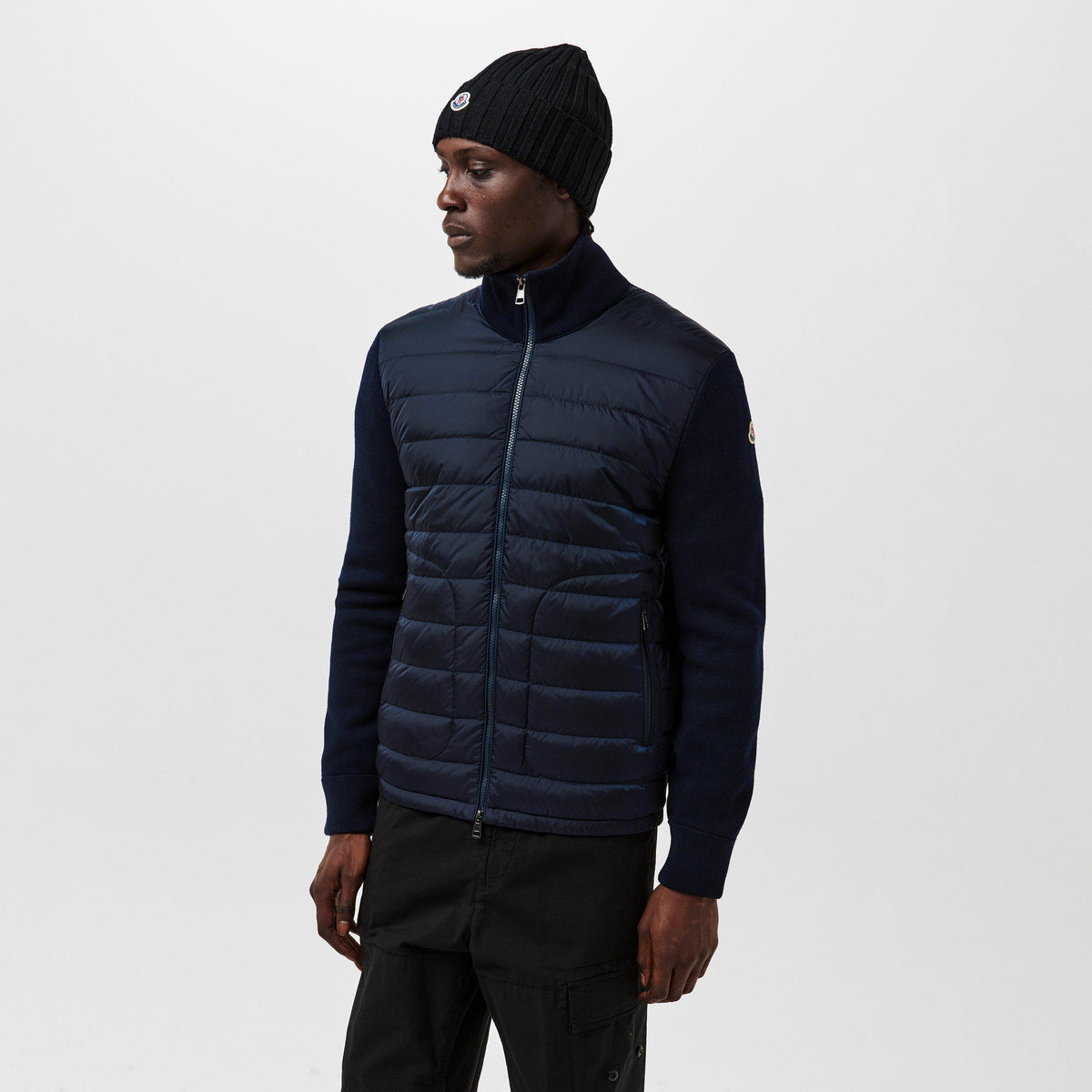 Navy 777 - Moncler - Men's  Wool Long Sleeve Full Zip Hybrid Jacket - 3