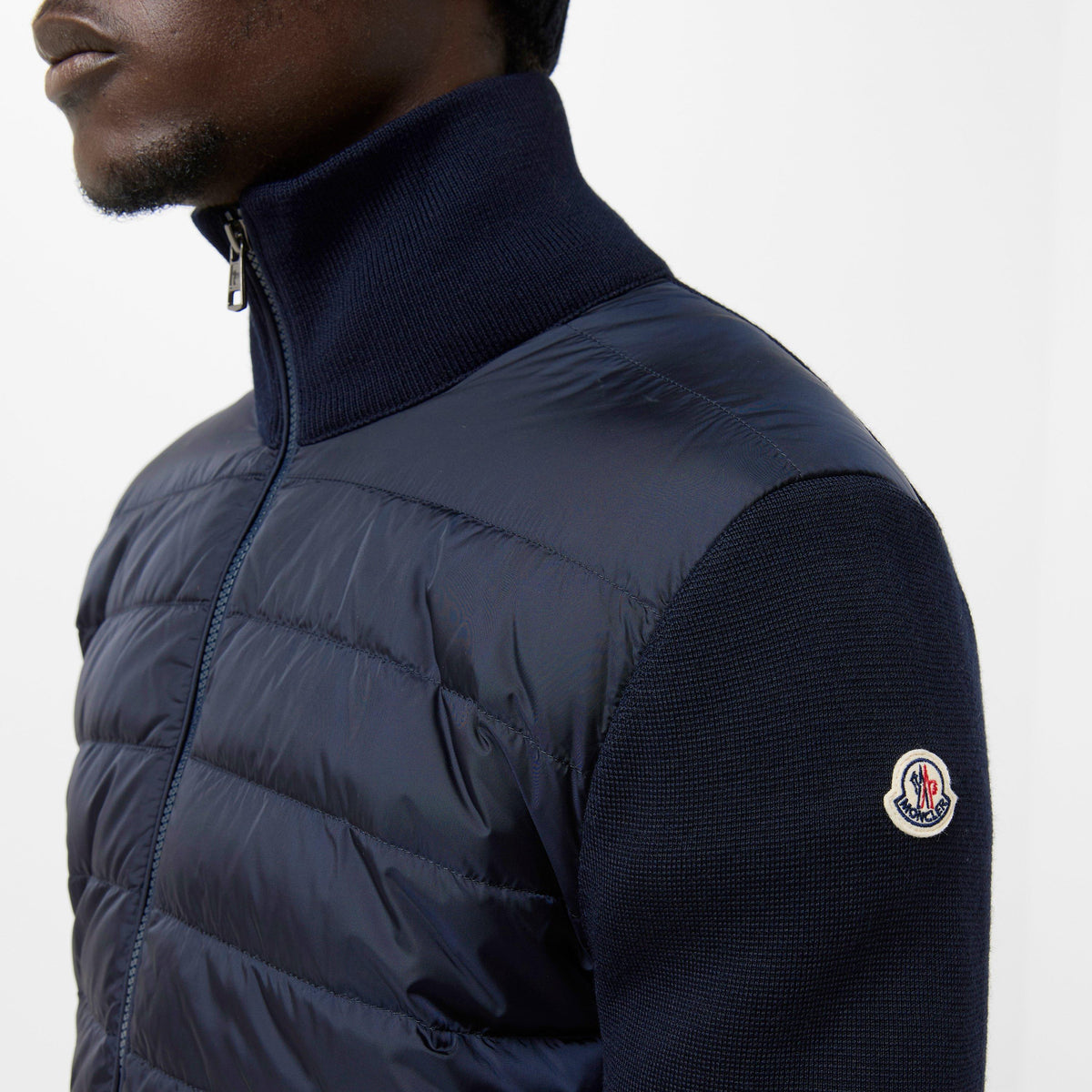 Navy 777 - Moncler - Men's  Wool Long Sleeve Full Zip Hybrid Jacket - 5