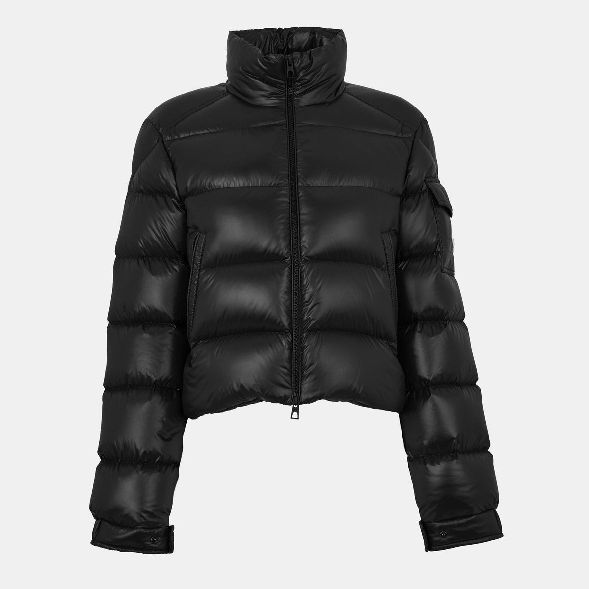 Black 999 - Moncler - Women's Petra Water-Repellent Long Sleeve Slim Fit Short Puffer Jacket - 1