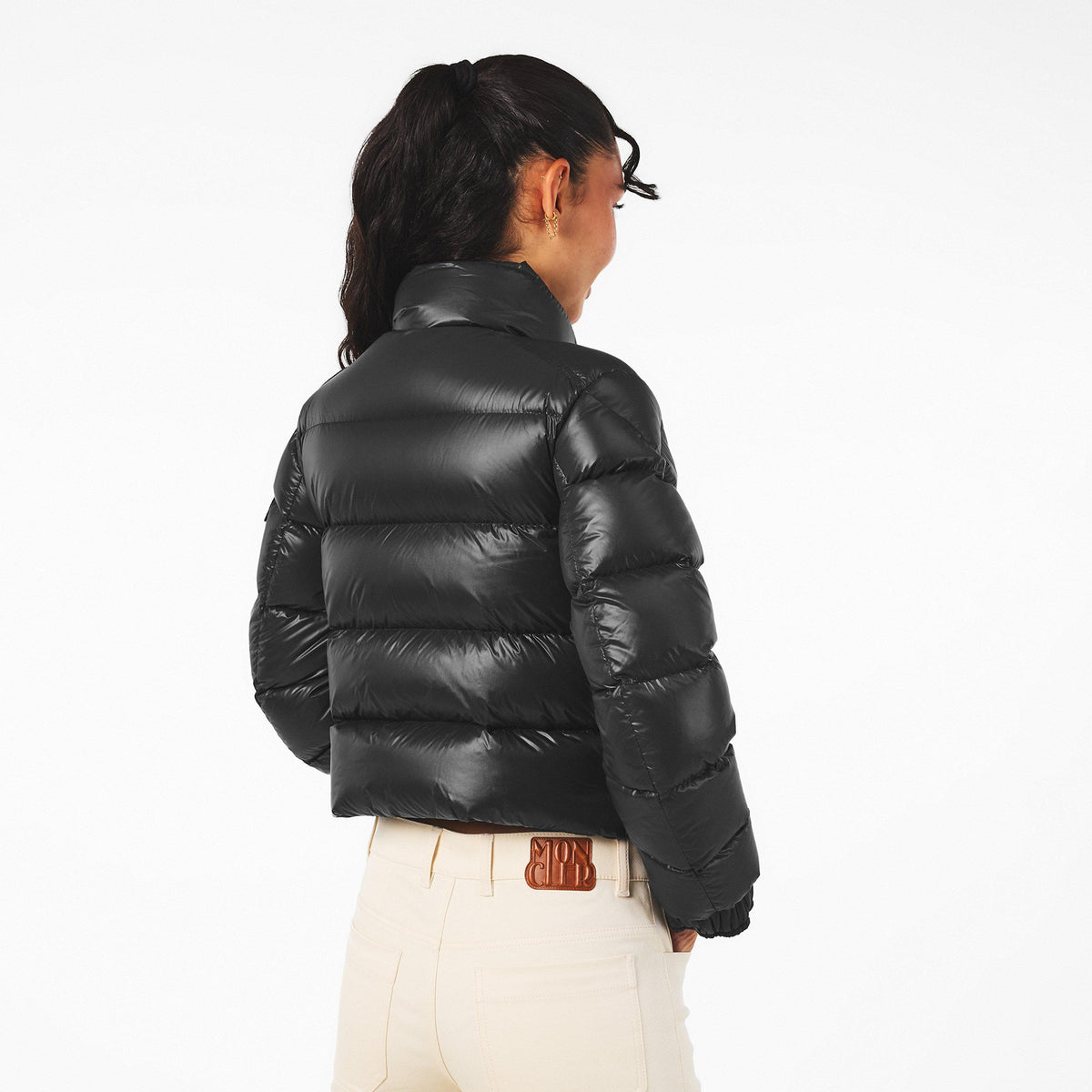 Black 999 - Moncler - Women's Petra Water-Repellent Long Sleeve Slim Fit Short Puffer Jacket - 4
