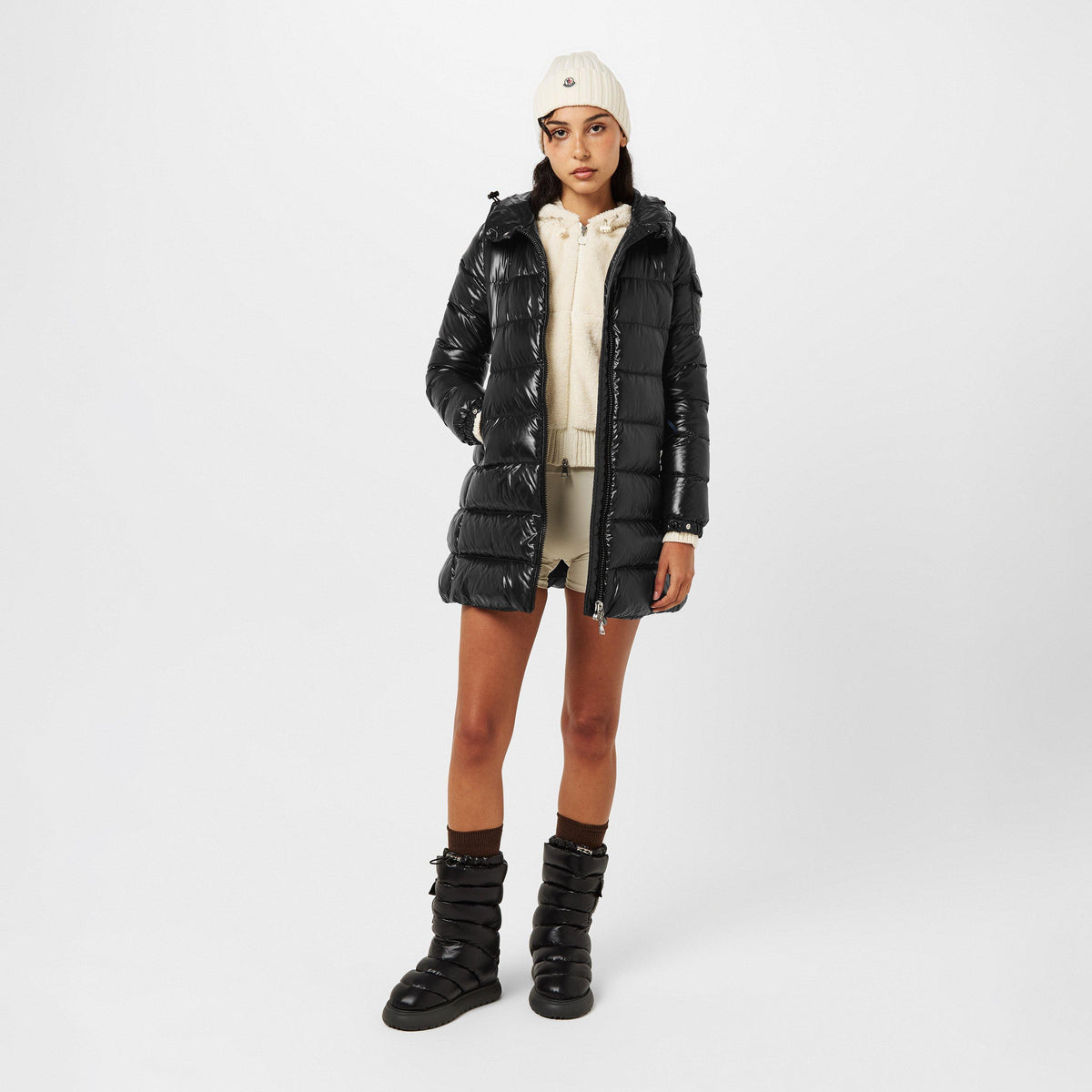 Black 999 - Moncler - Women's Courcelles Down Hooded Short Puffer Jacket - 6