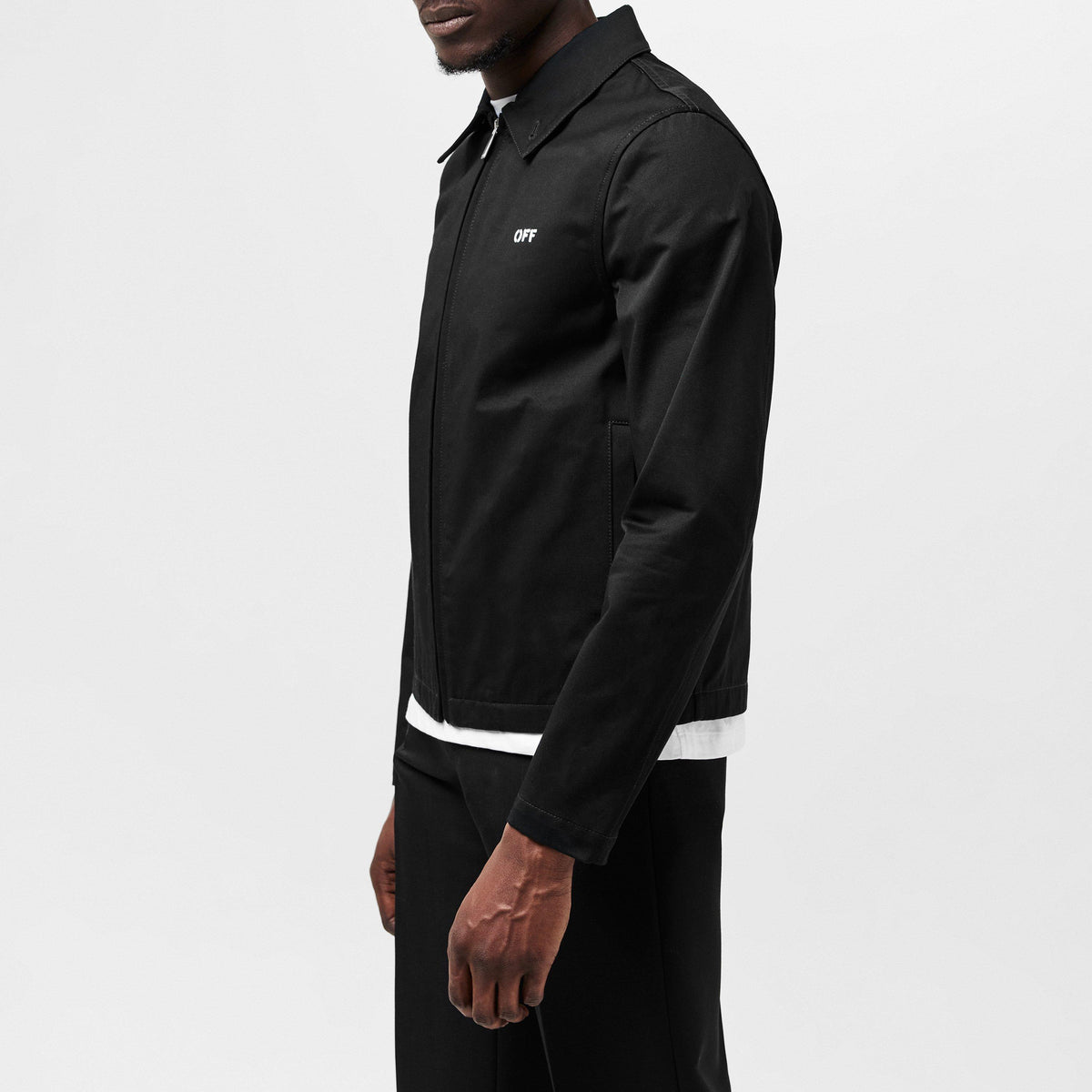 Black - Off White - Men's Arrow Long Sleeve Zip Overshirt - 5