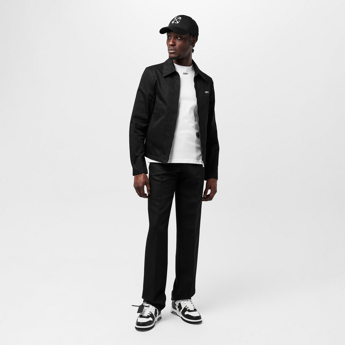 Black - Off White - Men's Arrow Long Sleeve Zip Overshirt - 6