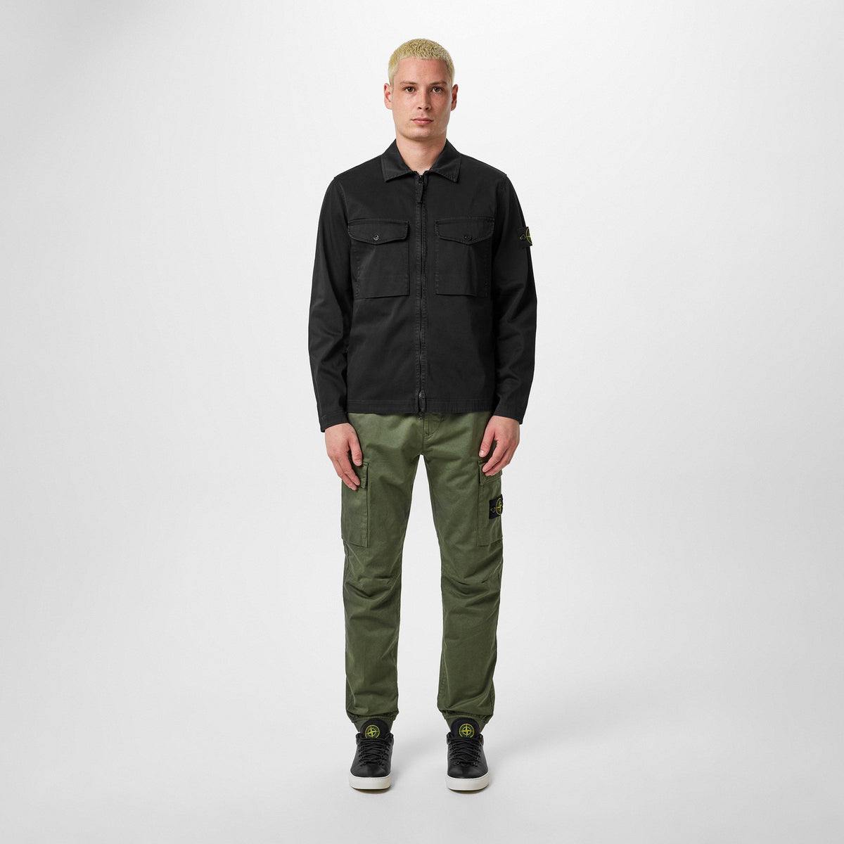 Nero V0029 - Stone Island - Men's Raso Cotton Long Sleeve Zip Overshirt - 6
