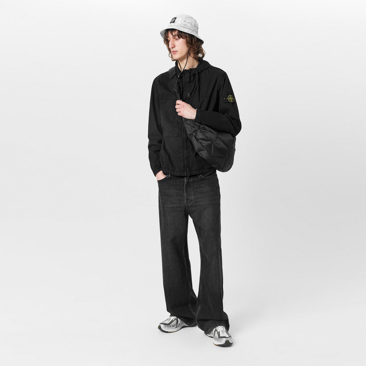 Nero V0029 - Stone Island - Men's Supima Cotton Twill Hooded Long Sleeve Overshirt - 6