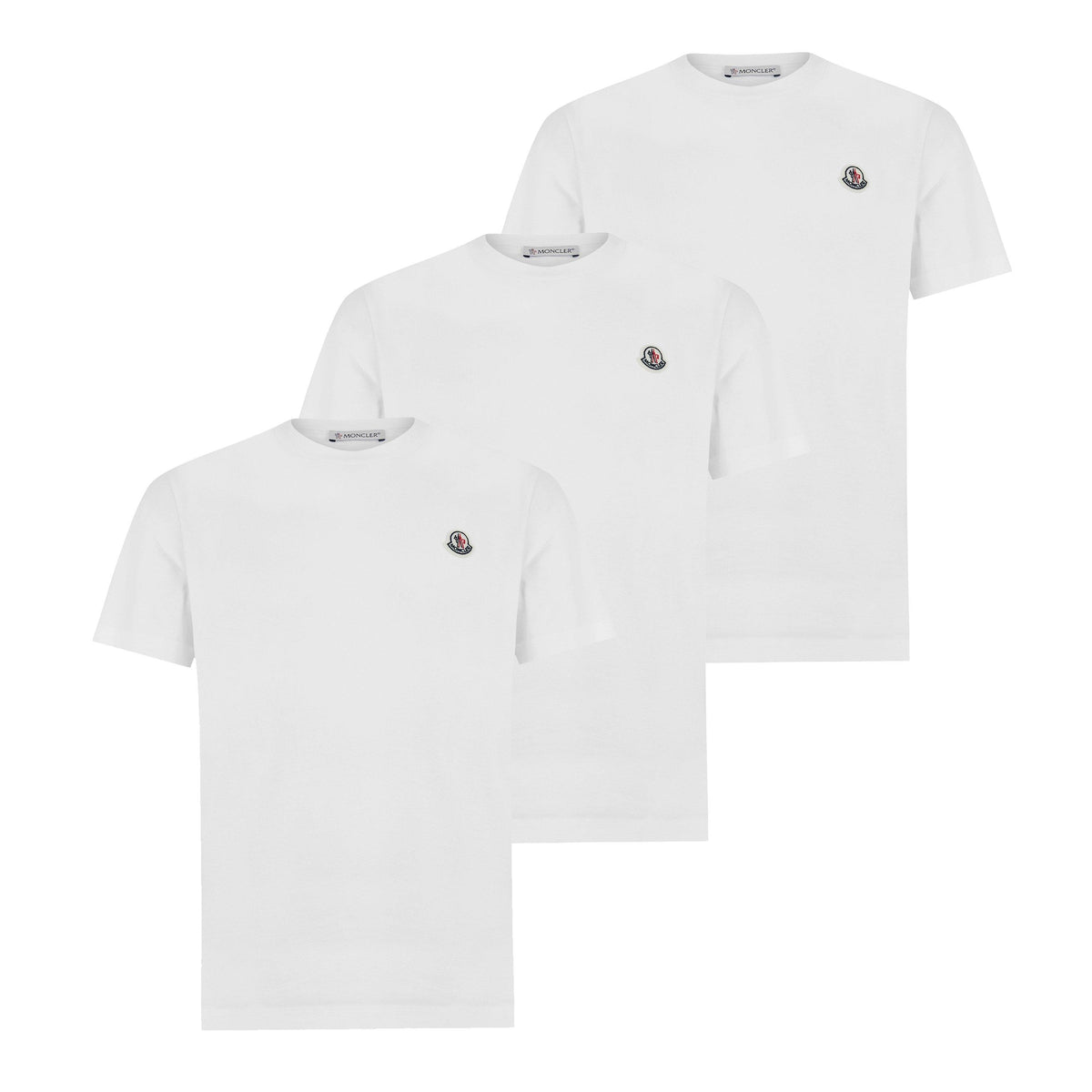 White 001 - Moncler - Men's Logo Cotton T-Shirts, 3-Pack - 1