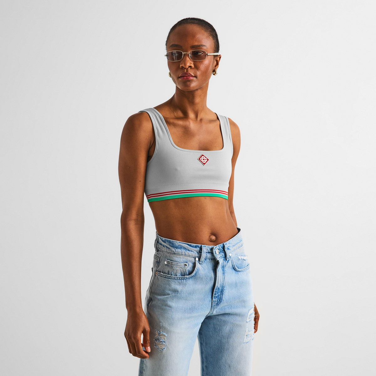 Grey - Casablanca - Women's Logo Nylon Seamless Cropped Vest - 3
